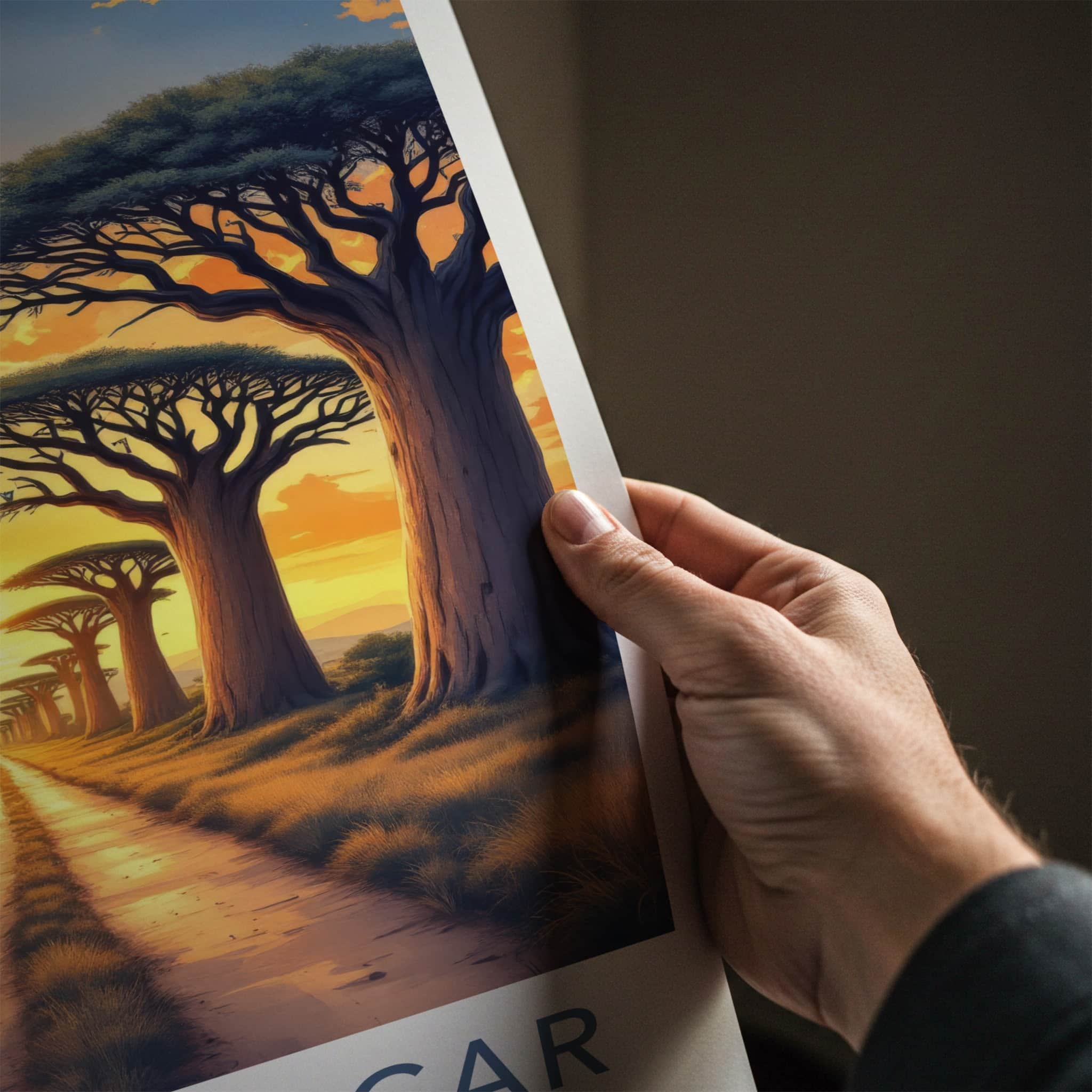 Madagascar Poster - Africa Travel Art - Baobab Avenue Sunset Home Decor