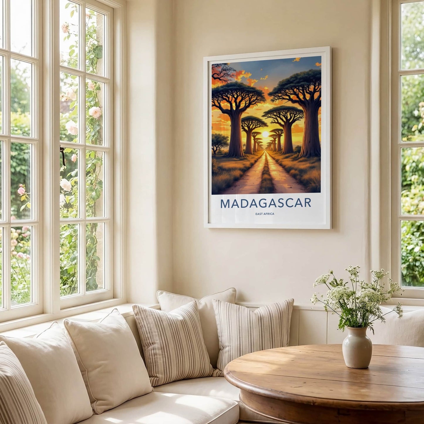 Madagascar Poster - Africa Travel Art - Baobab Avenue Sunset Home Decor