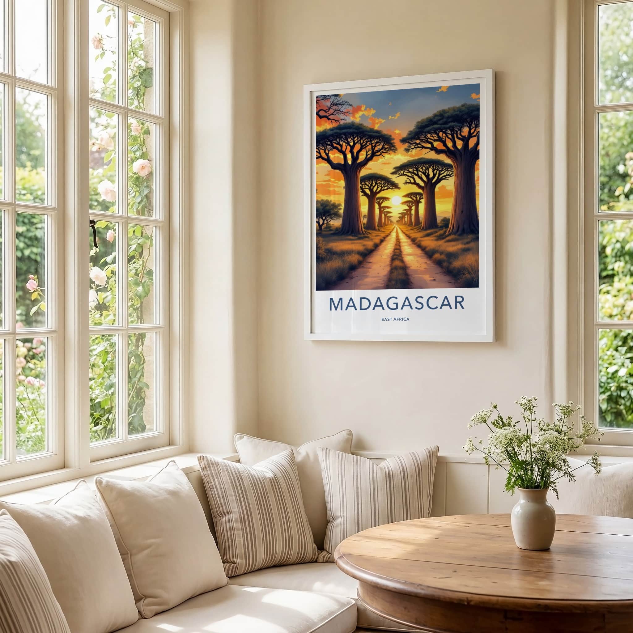Madagascar Poster - Africa Travel Art - Baobab Avenue Sunset Home Decor