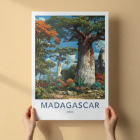 Madagascar Poster - Africa Travel Art - Tropical Baobab Landscape Home Decor