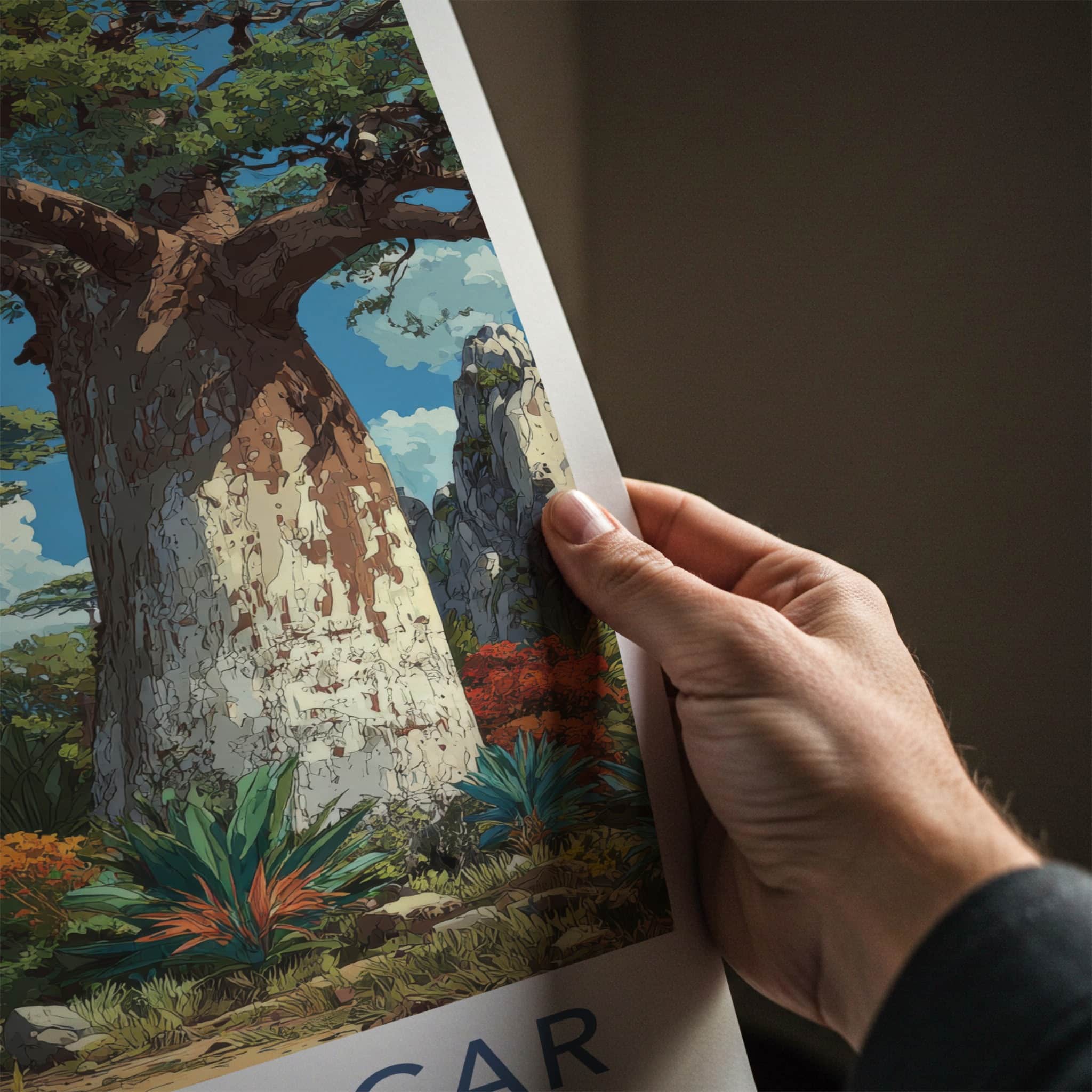 Madagascar Poster - Africa Travel Art - Tropical Baobab Landscape Home Decor