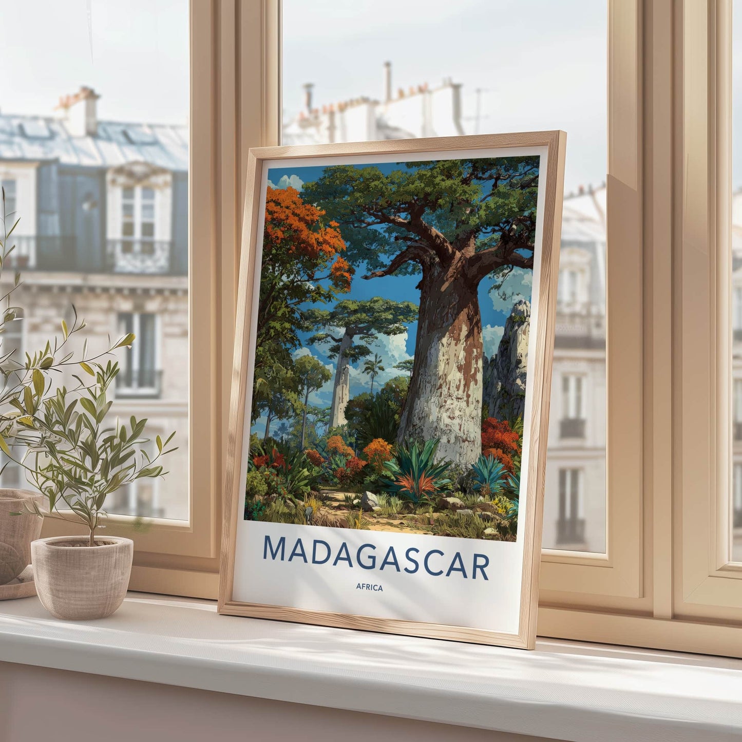 Madagascar Poster - Africa Travel Art - Tropical Baobab Landscape Home Decor