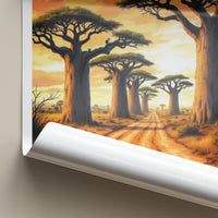 Madagascar Poster - Africa Travel Art - Vibrant Sunset Baobabs Home Decor