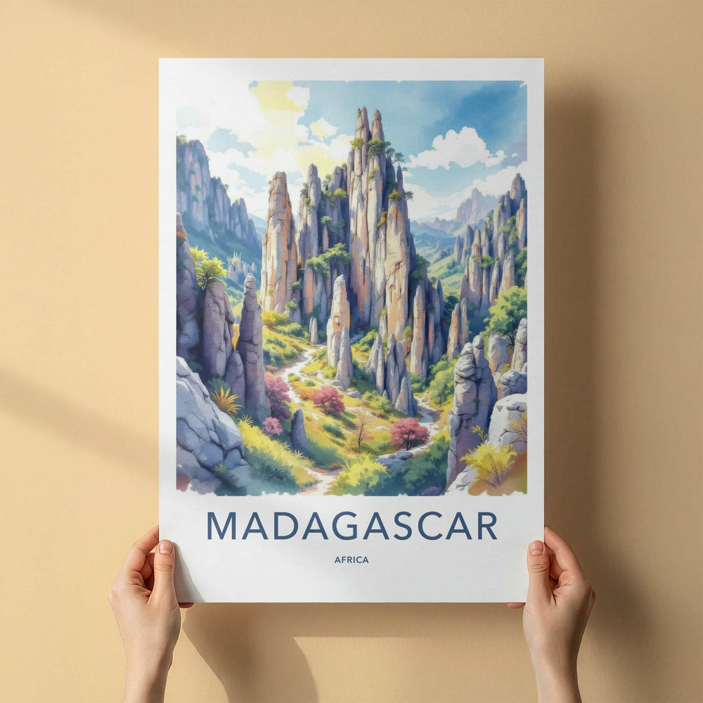 Madagascar Poster - Africa Wall Art - Jagged Karst Landscape Home Decor