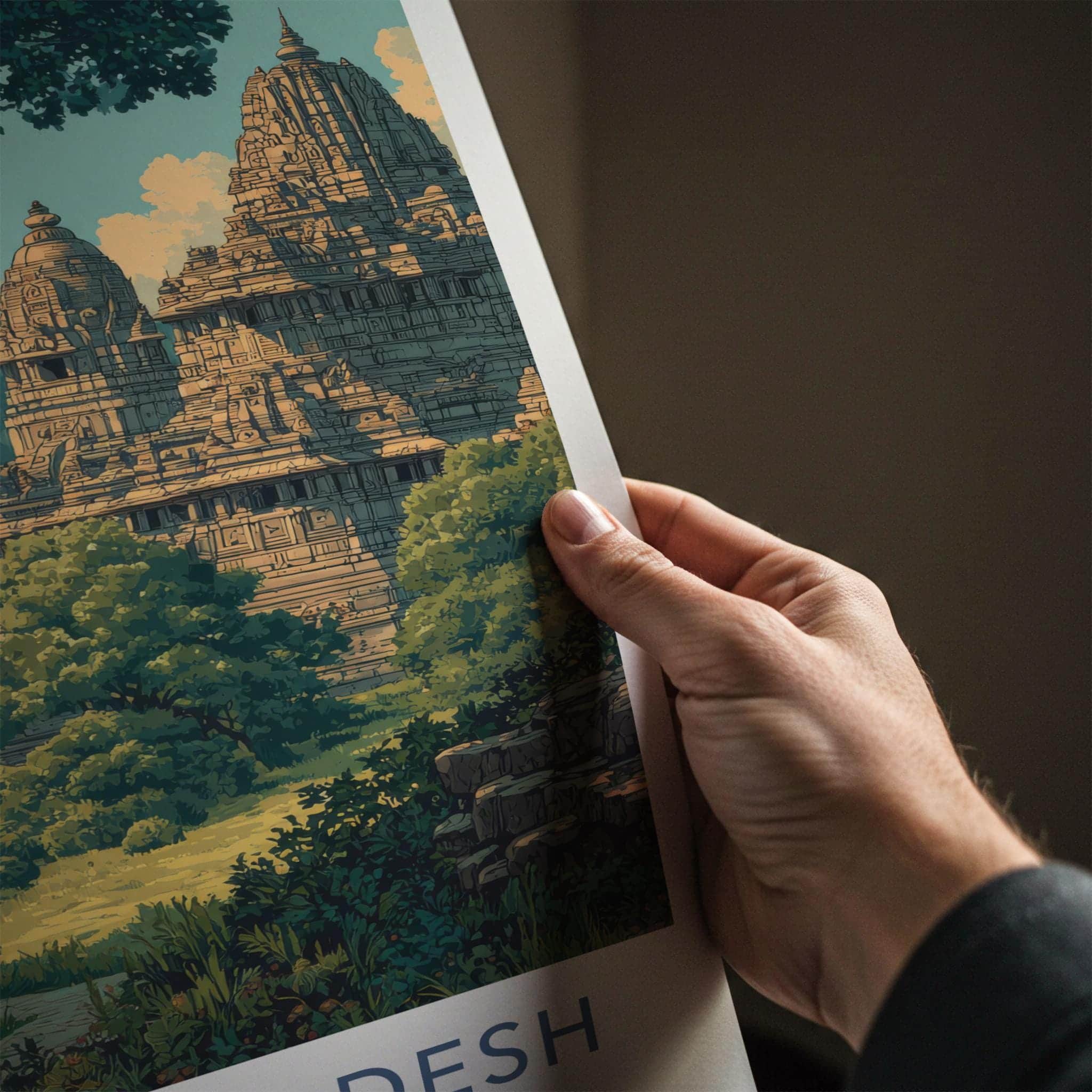 Madhya Pradesh Poster - India Wall Art - Madhya Pradesh Tiger Old Temple Gift