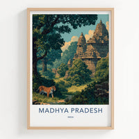 Madhya Pradesh Poster - India Wall Art - Madhya Pradesh Tiger Old Temple Gift