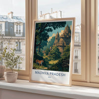 Madhya Pradesh Poster - India Wall Art - Madhya Pradesh Tiger Old Temple Gift