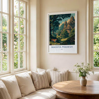 Madhya Pradesh Poster - India Wall Art - Madhya Pradesh Tiger Old Temple Gift