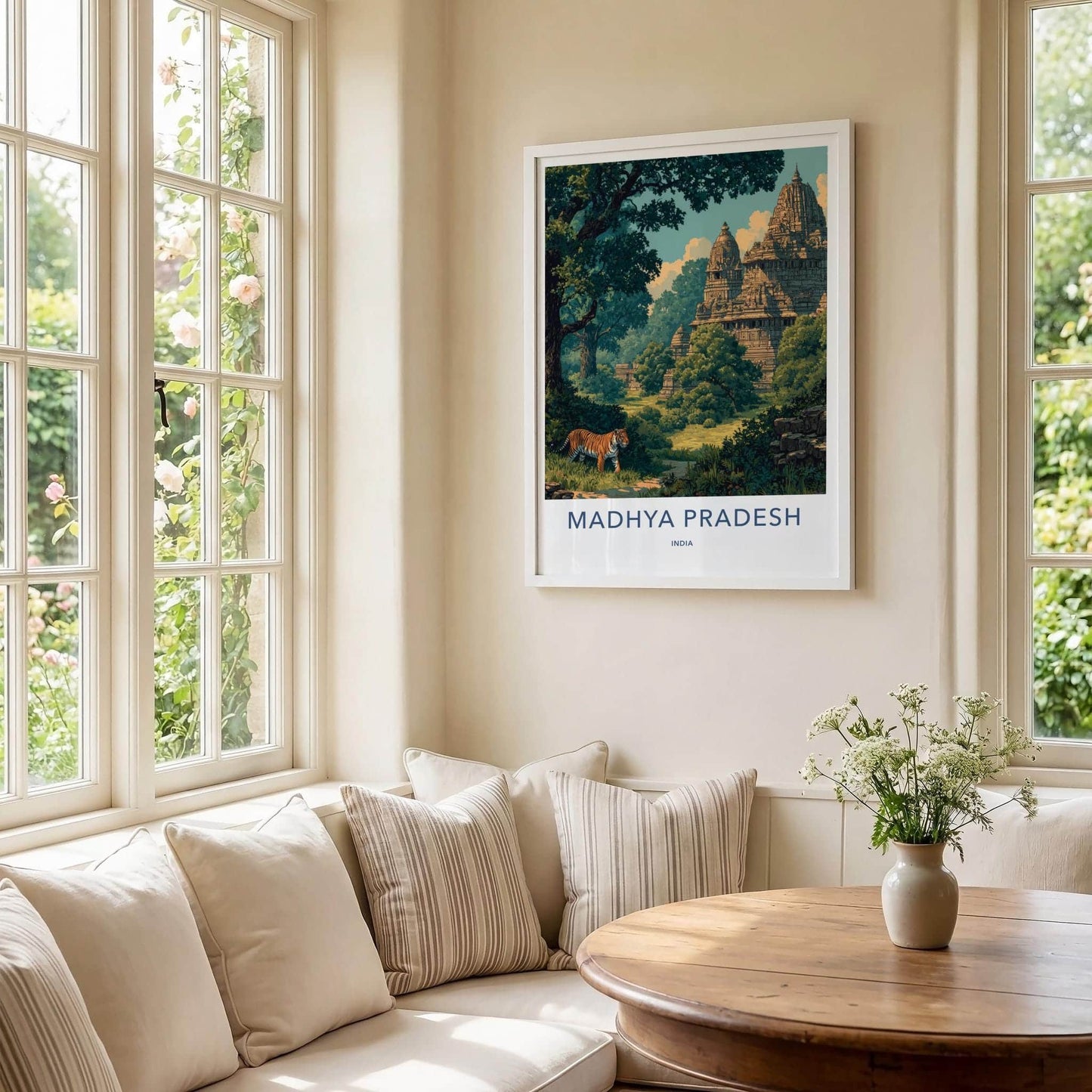 Madhya Pradesh Poster - India Wall Art - Madhya Pradesh Tiger Old Temple Gift
