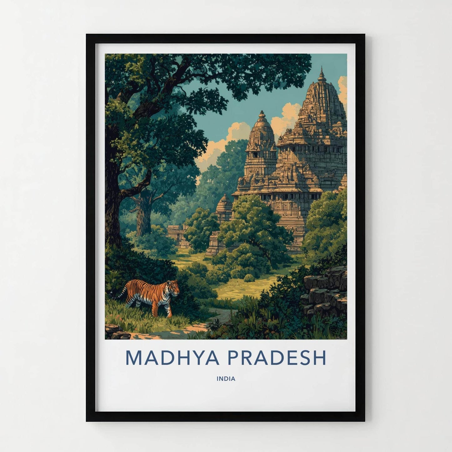 Madhya Pradesh Poster - India Wall Art - Madhya Pradesh Tiger Old Temple Gift