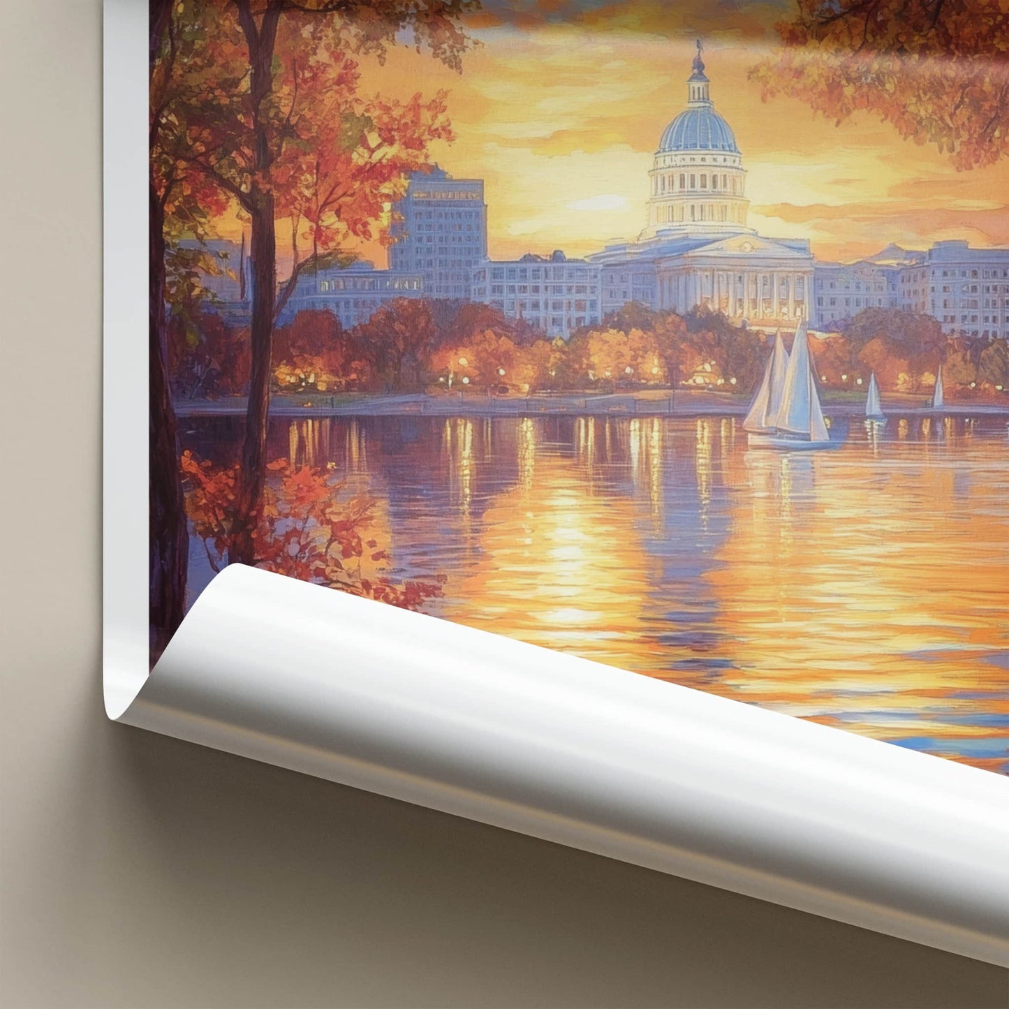 Madison Poster - Wisconsin Art Print - Capitol Lake Sunset Home Decor