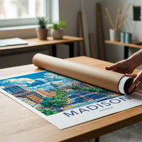 Madison Poster - Wisconsin Framed Print - Bright Cityscape Capitol Lounge Decor