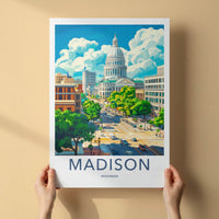 Madison Poster - Wisconsin Framed Print - Vibrant Capitol City Framed Decor