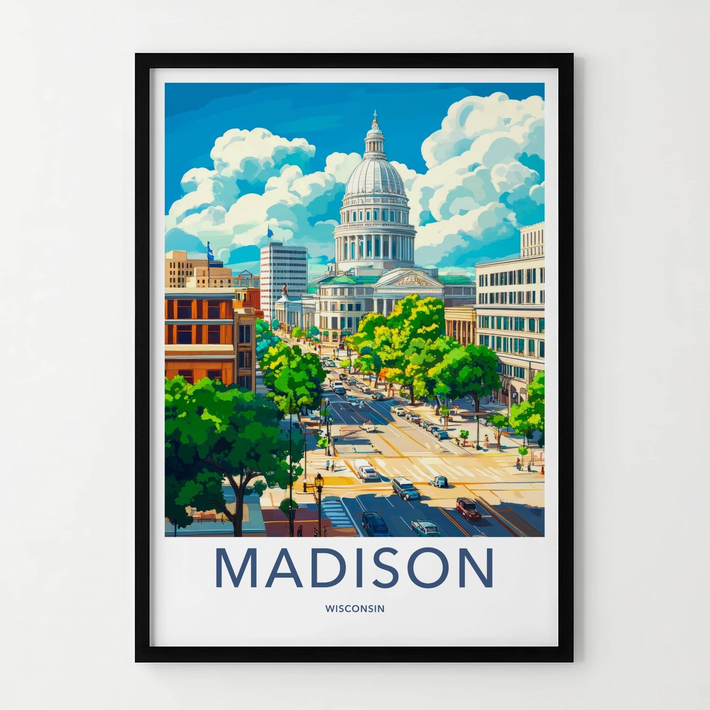 Madison Poster - Wisconsin Framed Print - Vibrant Capitol City Framed Decor