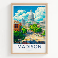Madison Poster - Wisconsin Framed Print - Vibrant Capitol City Framed Decor