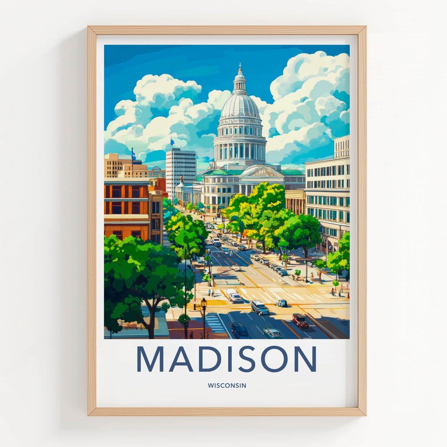 Madison Poster - Wisconsin Framed Print - Vibrant Capitol City Framed Decor