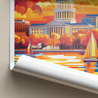 Madison Poster - Wisconsin Travel Art - Colorful Capitol Sunset Home Decor