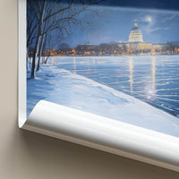 Madison Poster - Wisconsin Travel Art - Moonlit Capitol Reflection Wall Decor