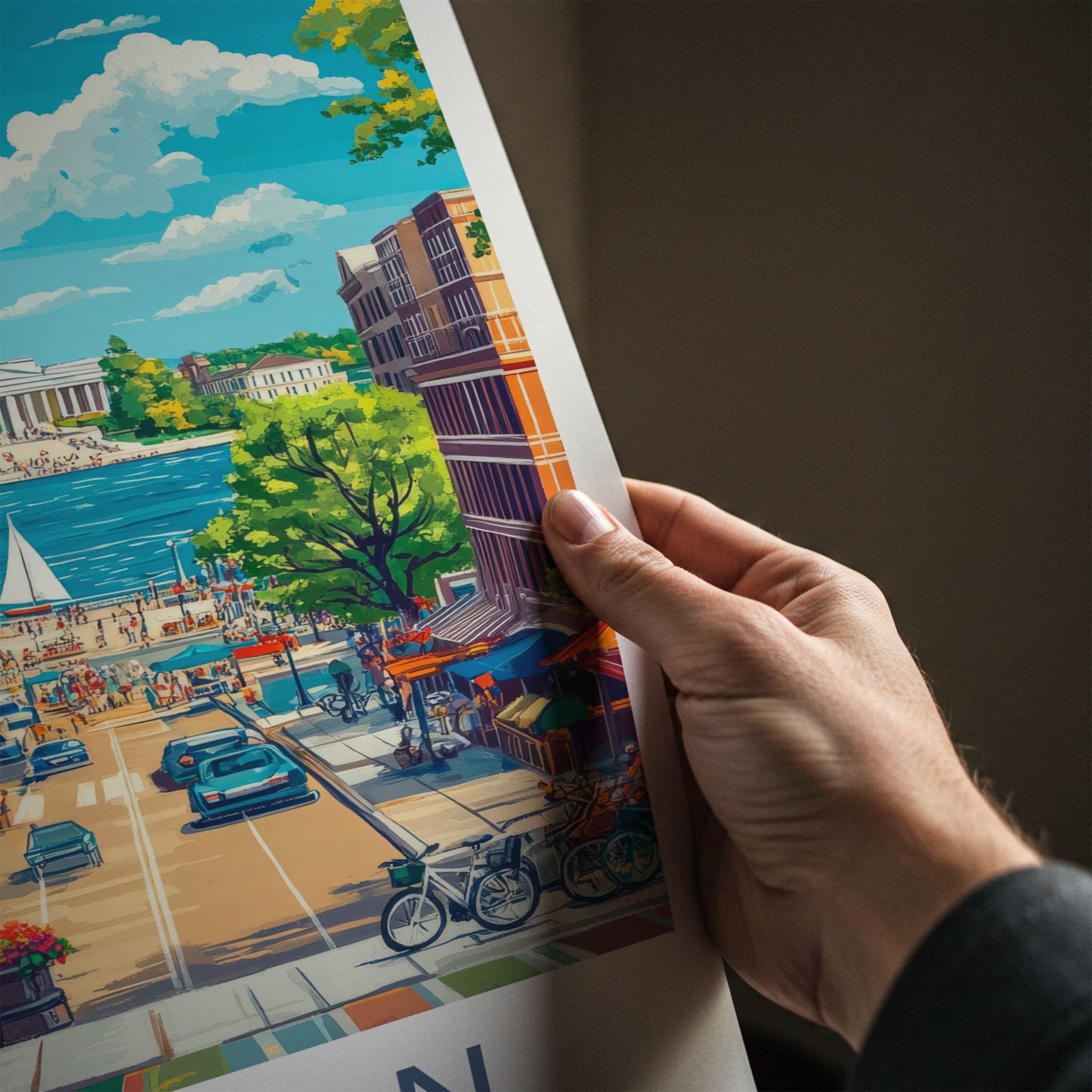 Madison Poster - Wisconsin Travel Art - Vibrant Street Scene Home Decor