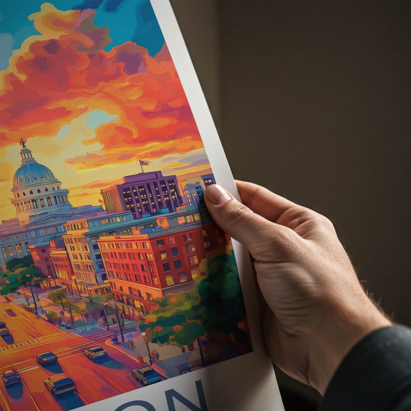 Madison Poster - Wisconsin Travel Art - Vibrant Sunset City Home Decor