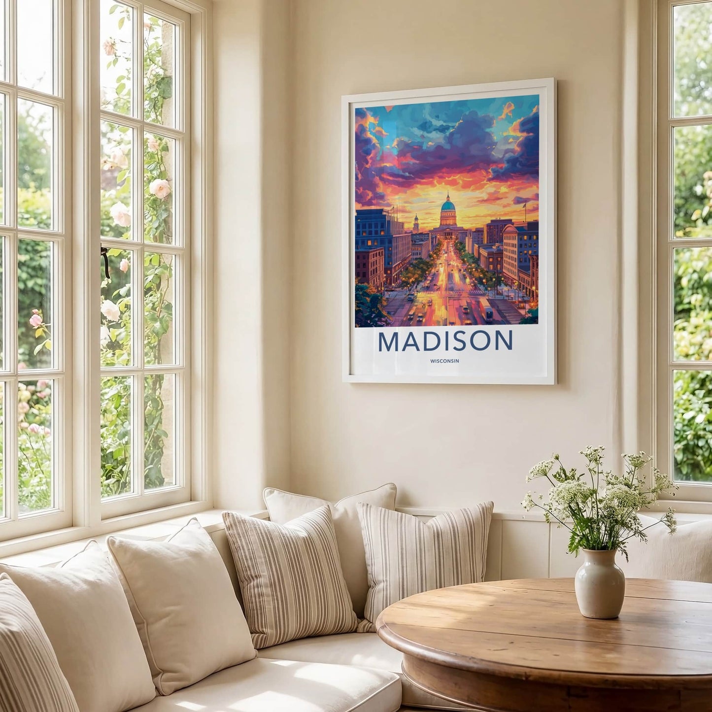 Madison Poster - Wisconsin Wall Art - Vibrant Sunset City Home Decor