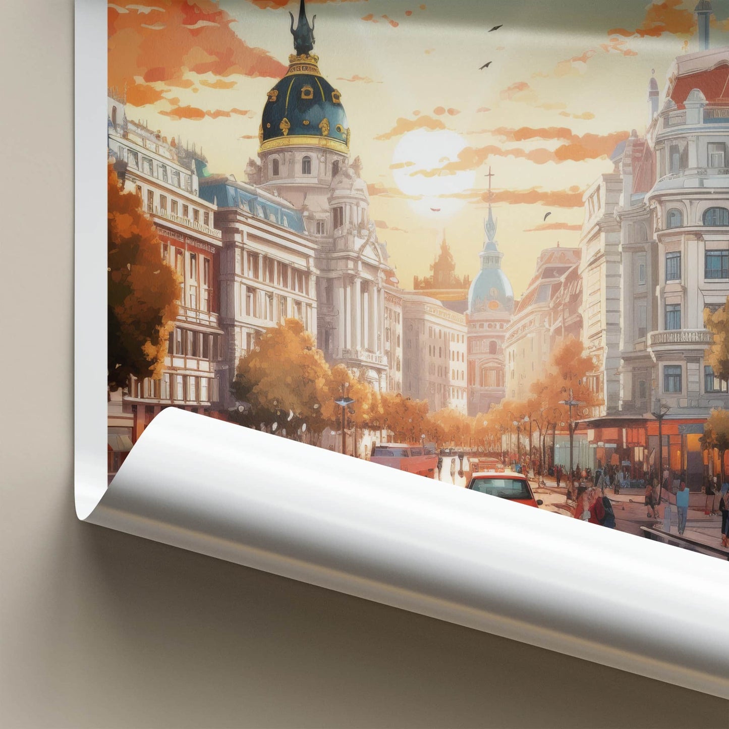 Madrid Poster - Spain Travel Art - Vibrant City Sunset Home Decor