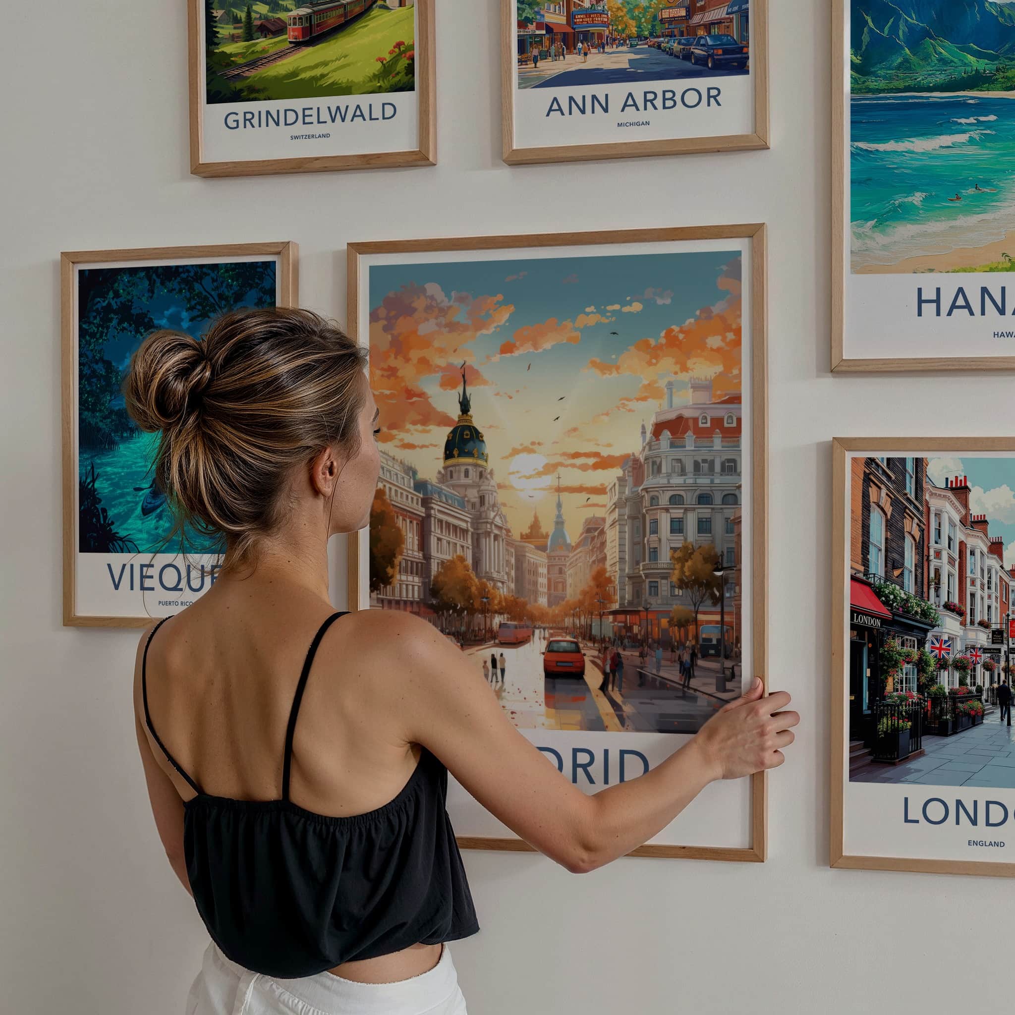Madrid Poster - Spain Travel Art - Vibrant City Sunset Home Decor