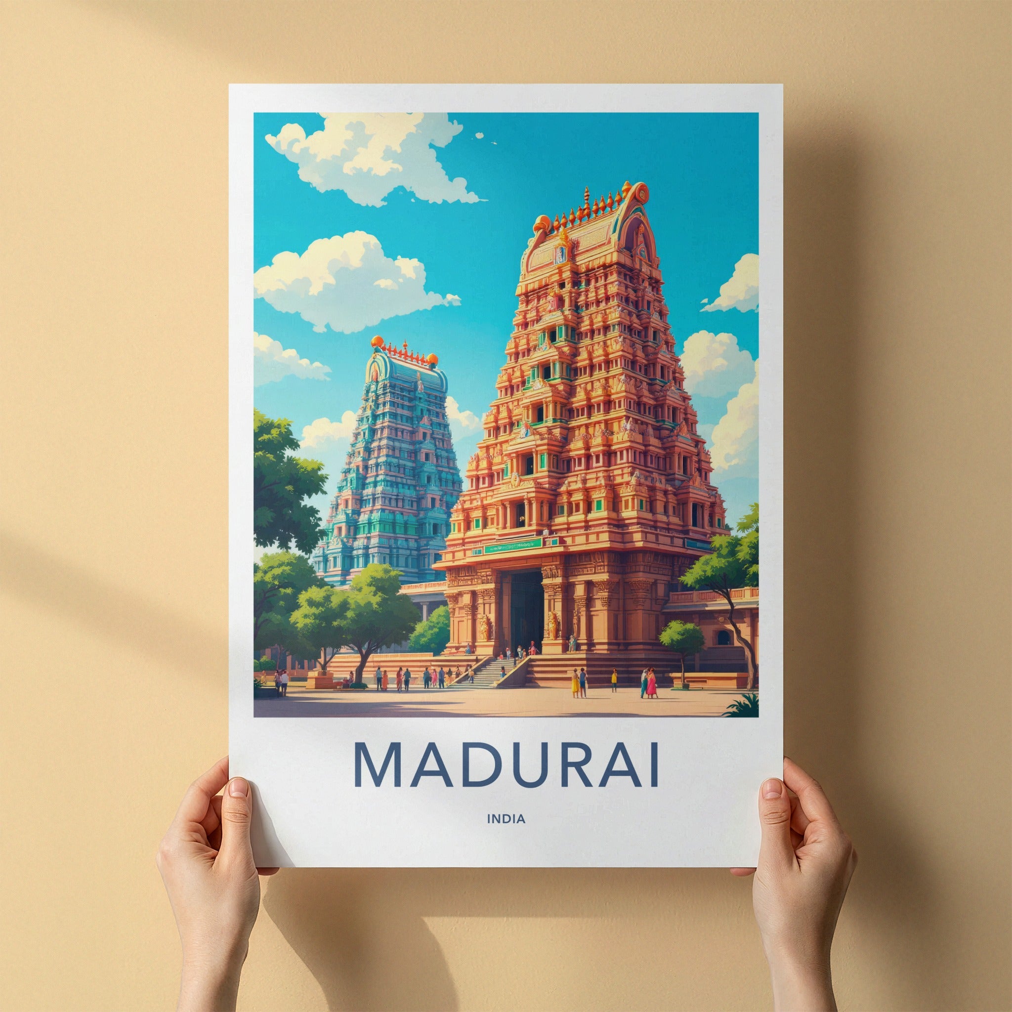 Madurai Poster - India Art Print - Tamil Nadu Ornate Temple Towers Wall Decor