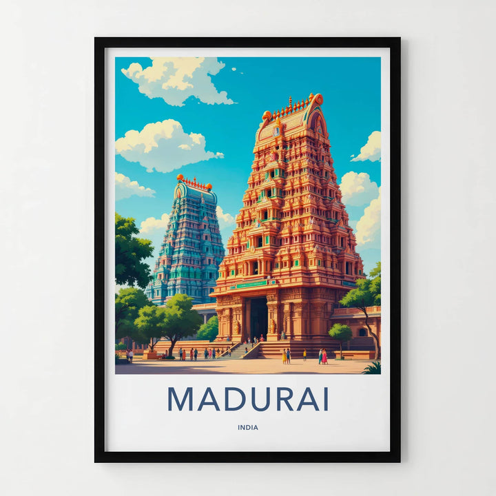 Madurai Poster - India Art Print - Tamil Nadu Ornate Temple Towers Wall Decor