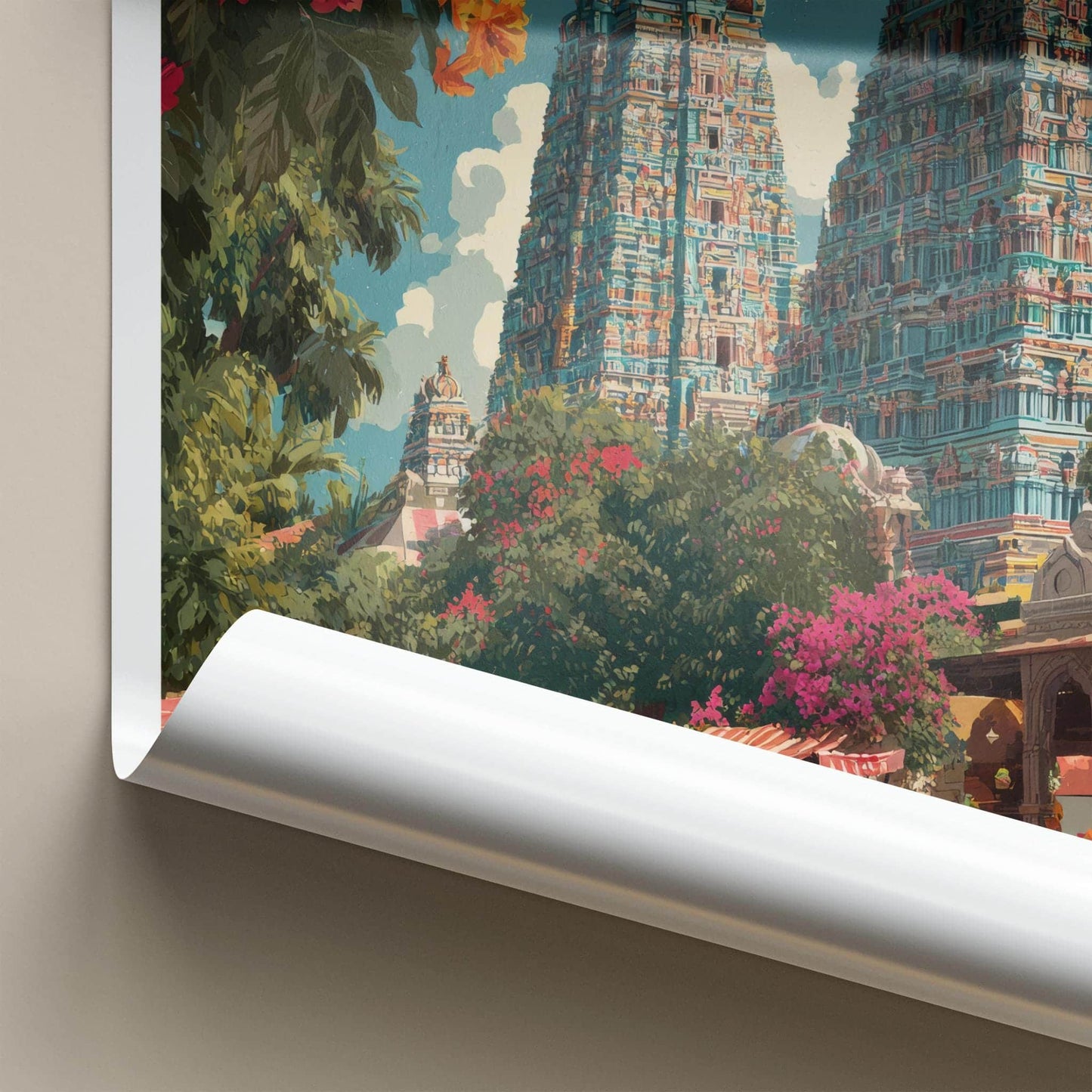 Madurai Poster - India Wall Art - Tamil Nadu Colorful Gopuram Market Gift