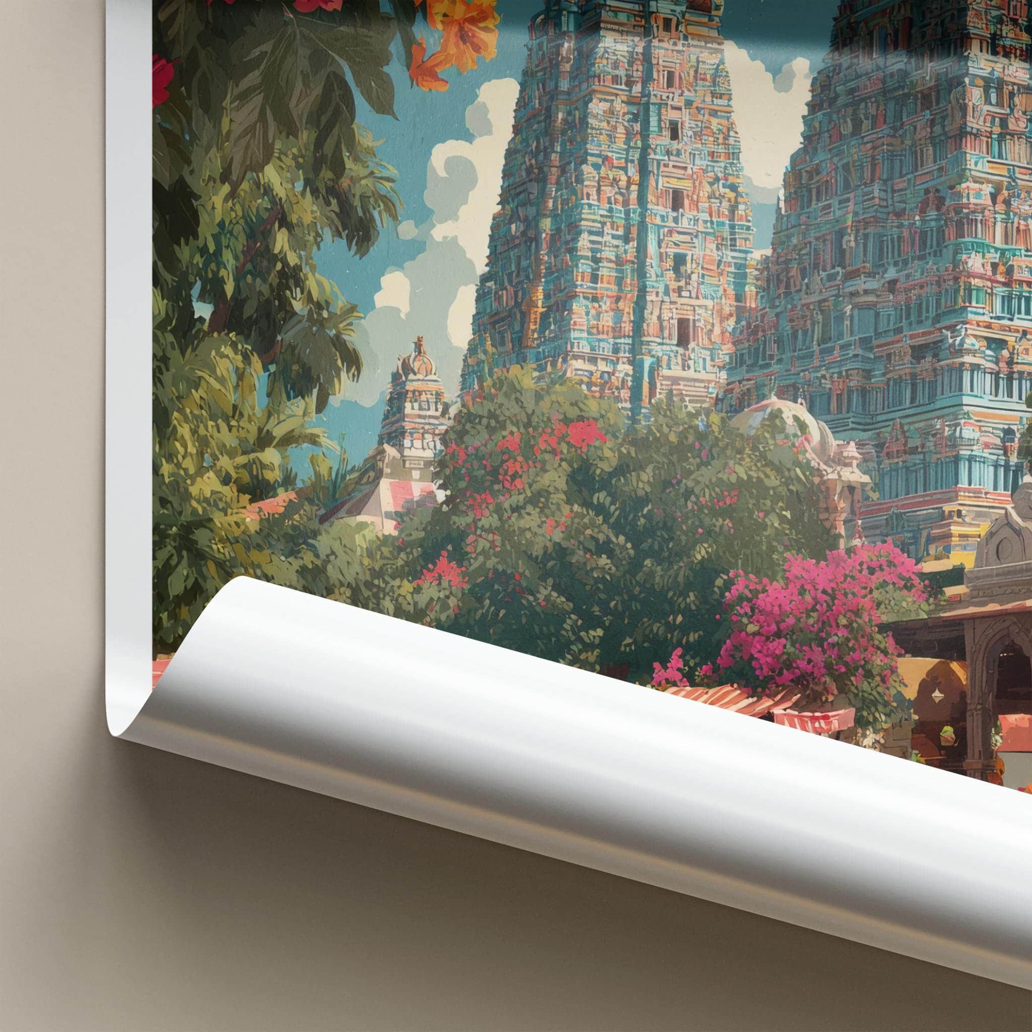 Madurai Poster - India Wall Art - Tamil Nadu Colorful Gopuram Market Gift