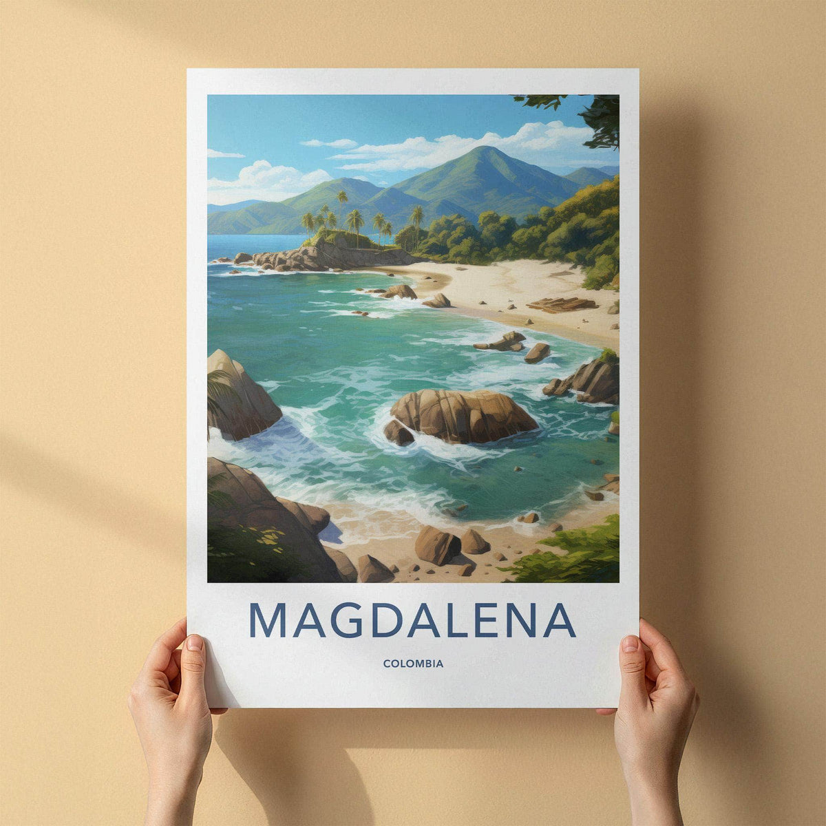 Magdalena Colombia Poster - Scenic Mountain Art & Vibrant Beach