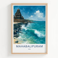 Mahabalipuram Poster - India Art Print - Tamil Nadu Shore Temple Waves Home Decor
