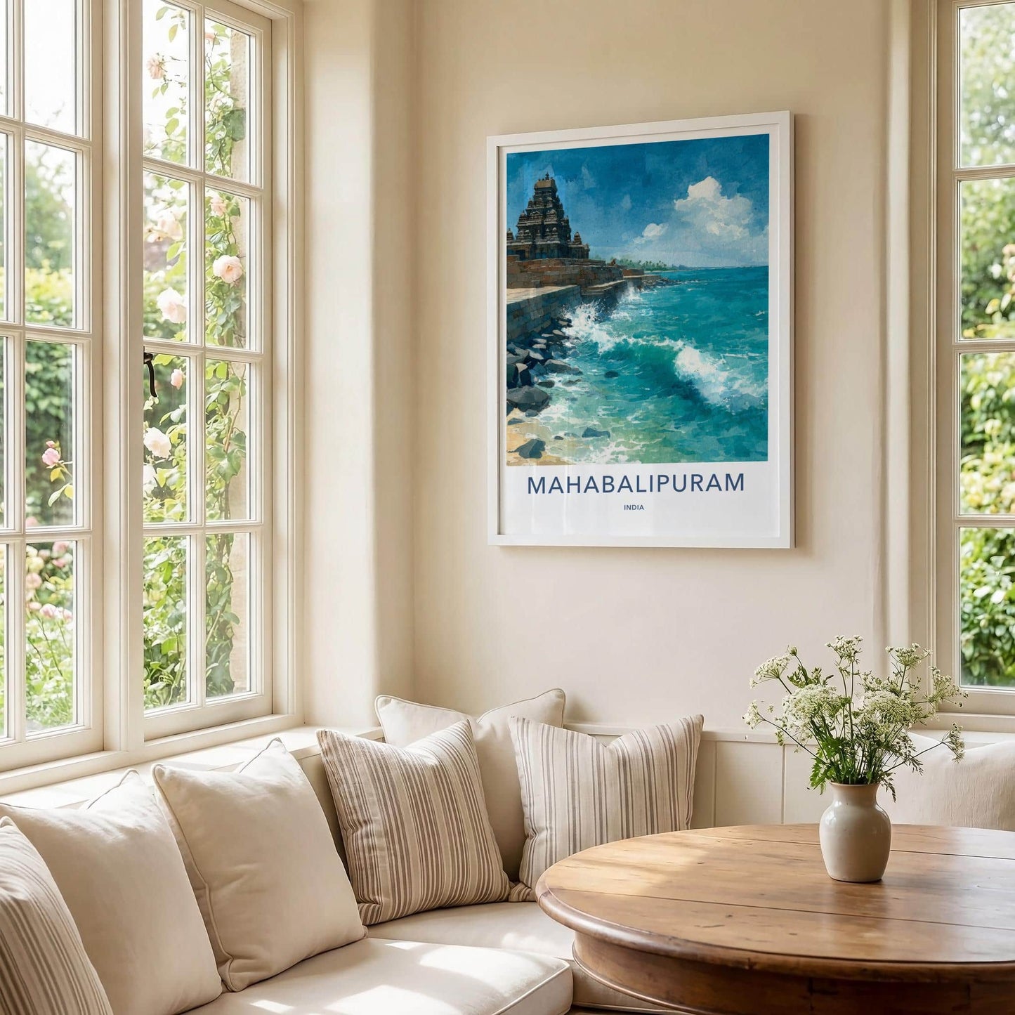 Mahabalipuram Poster - India Art Print - Tamil Nadu Shore Temple Waves Home Decor
