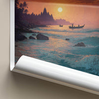 Mahabalipuram Poster - India Fine Art - Tamil Nadu Temple Ocean Sunset Gift