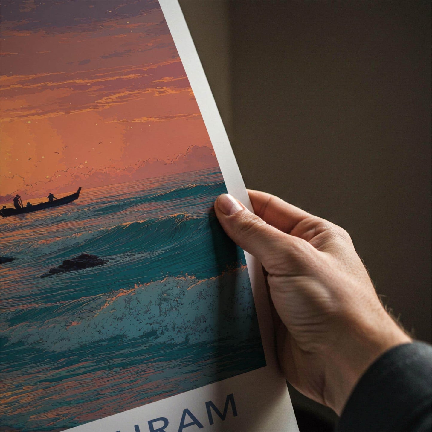 Mahabalipuram Poster - India Fine Art - Tamil Nadu Temple Ocean Sunset Gift
