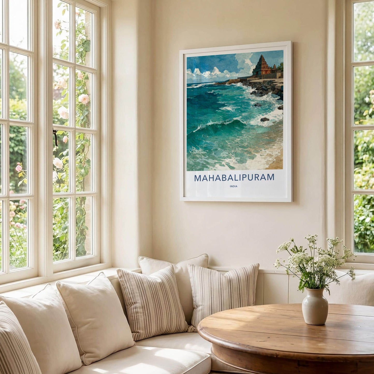 Mahabalipuram Poster - India Travel Art - Tamil Nadu Shore Temple Home Decor