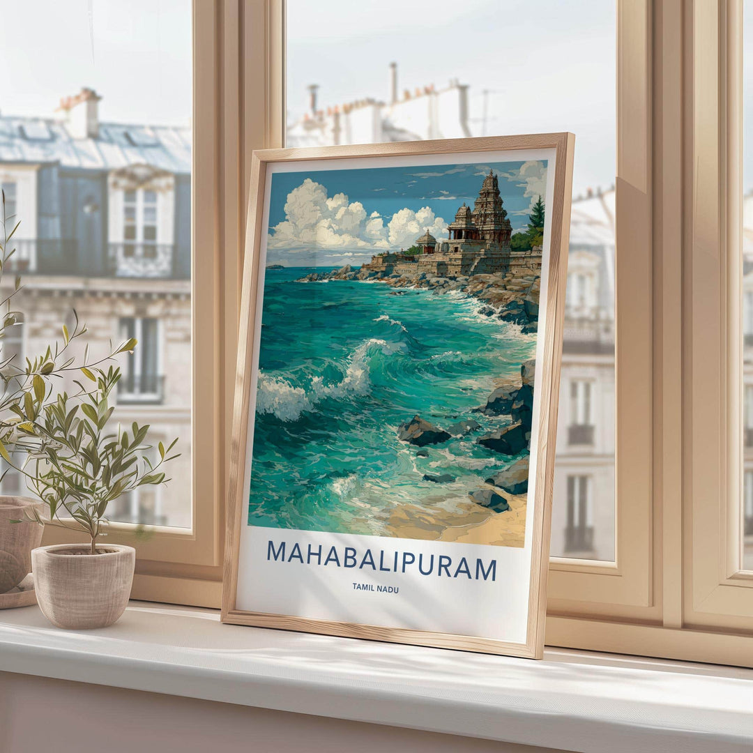 Mahabalipuram Poster - India Wall Art - Tamil Nadu Ancient Temple Coast Gift