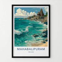 Mahabalipuram Poster - India Wall Art - Tamil Nadu Ancient Temple Coast Gift
