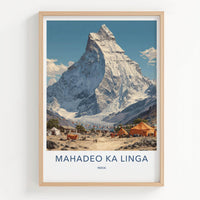 Mahadeo Ka Linga Poster - India Art Print - Uttarakhand Snow Capped Peak Home Art
