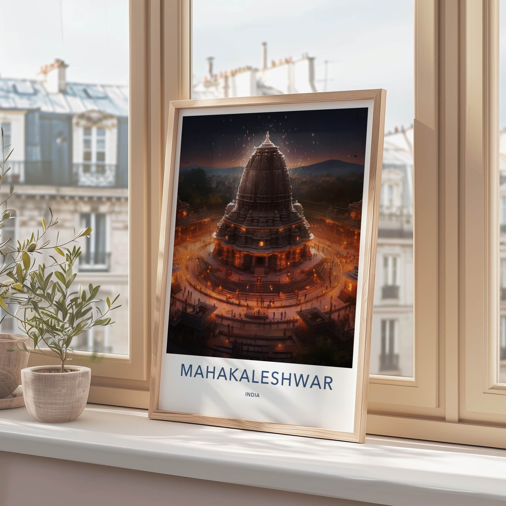 Mahakaleshwar Poster - India Travel Art - Madhya Pradesh Lit Temple Home Decor