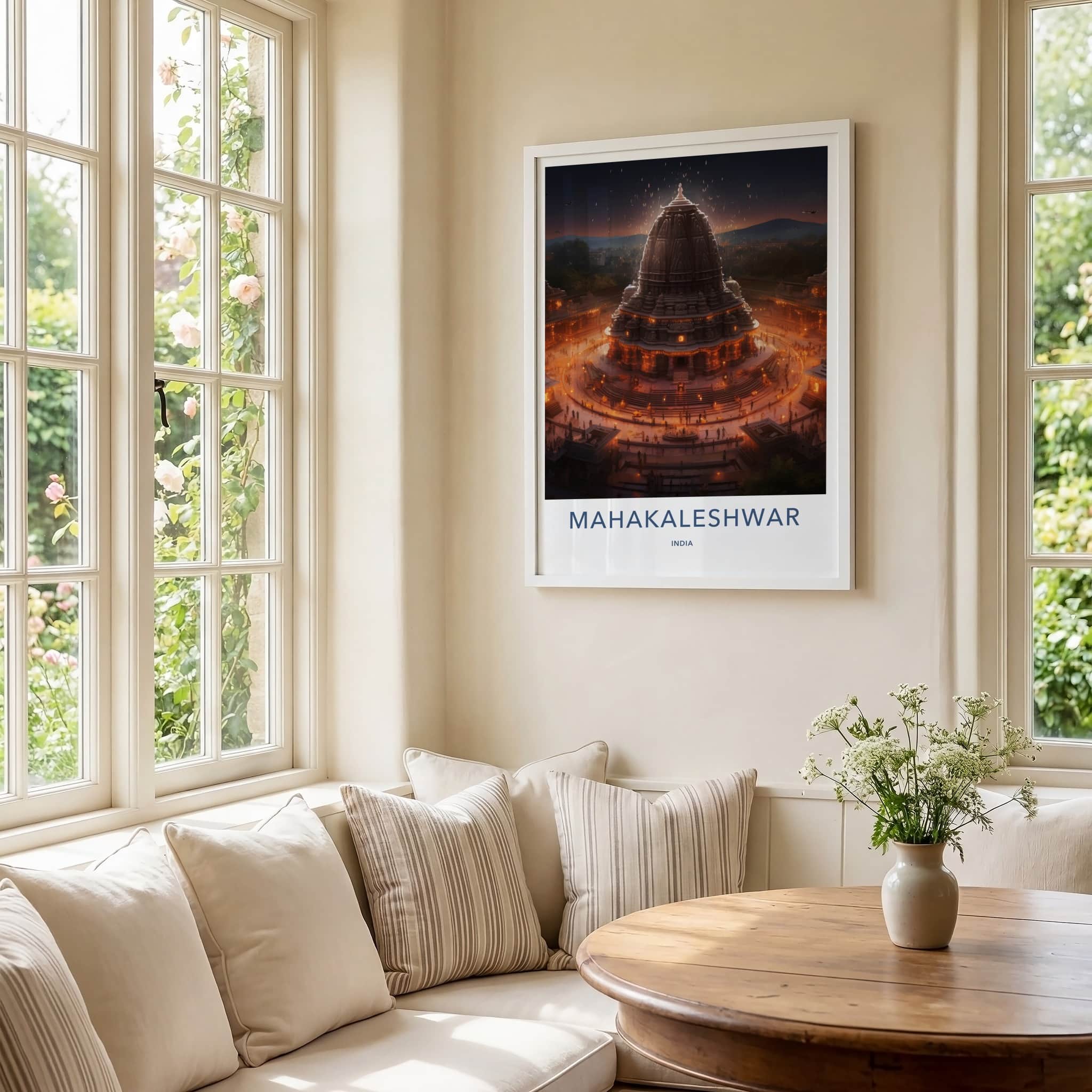 Mahakaleshwar Poster - India Travel Art - Madhya Pradesh Lit Temple Home Decor
