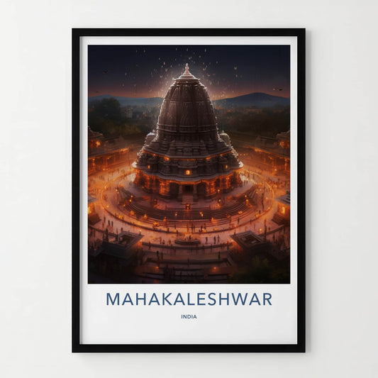 Mahakaleshwar Poster - India Travel Art - Madhya Pradesh Lit Temple Home Decor