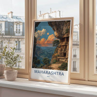 Maharashtra Poster - India Travel Art - Maharashtra Ancient Cave Site Home Decor