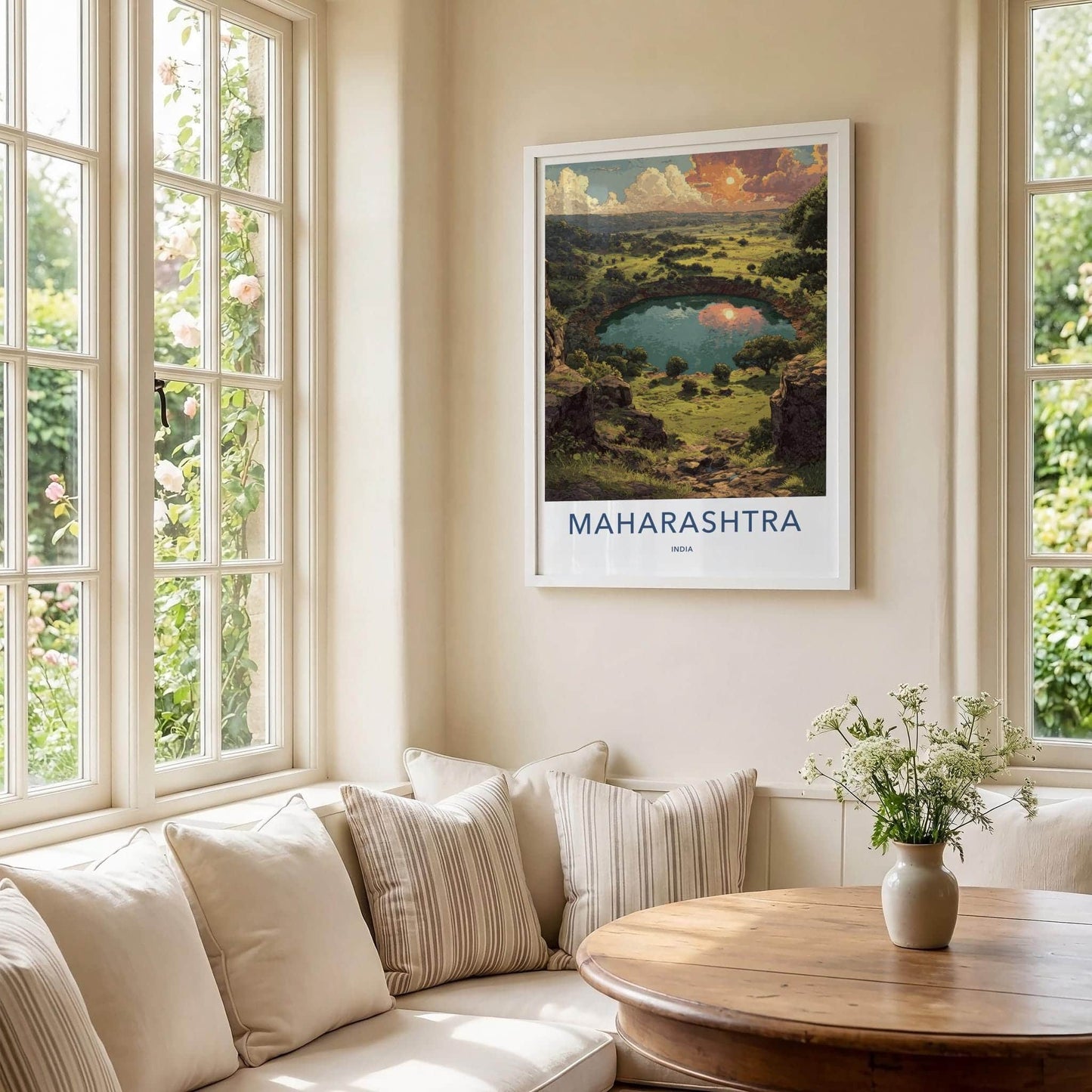 Maharashtra Poster - India Travel Art - Maharashtra Volcanic Lake Sunset Home Decor