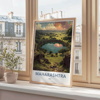 Maharashtra Poster - India Travel Art - Maharashtra Volcanic Lake Sunset Home Decor