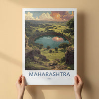 Maharashtra Poster - India Travel Art - Maharashtra Volcanic Lake Sunset Home Decor