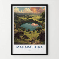 Maharashtra Poster - India Travel Art - Maharashtra Volcanic Lake Sunset Home Decor