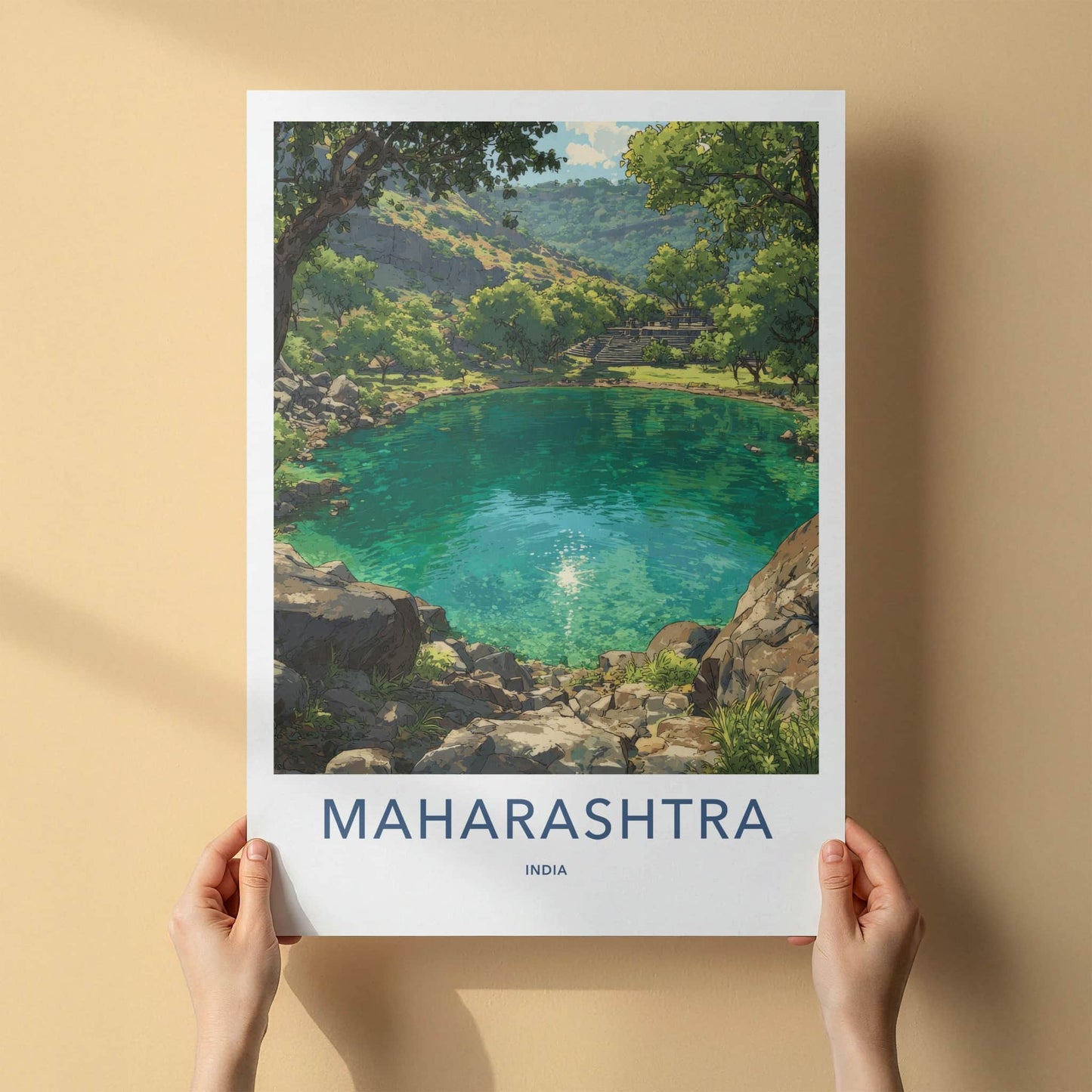 Maharashtra Poster - India Travel Print - Deccan Plateau Steps Framed Decor
