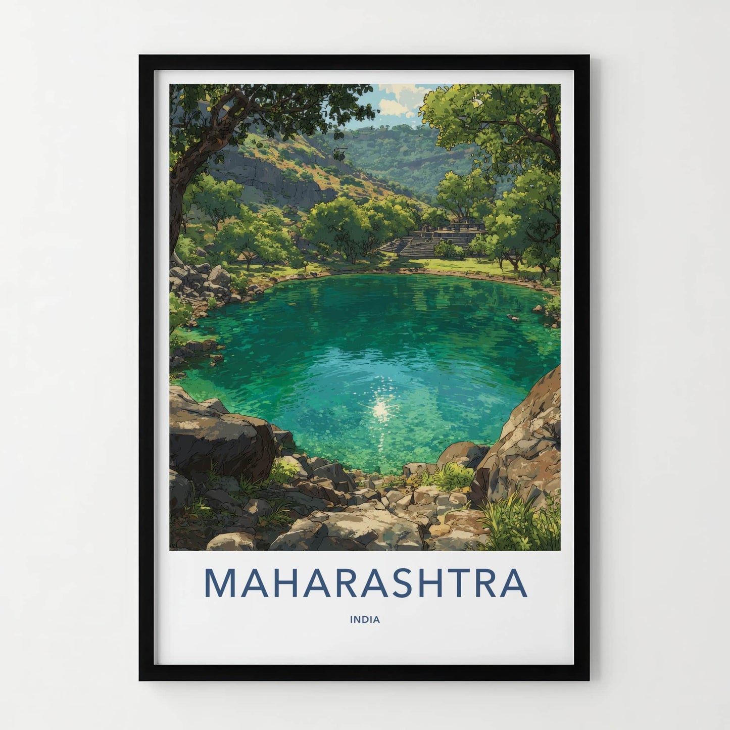 Maharashtra Poster - India Travel Print - Deccan Plateau Steps Framed Decor